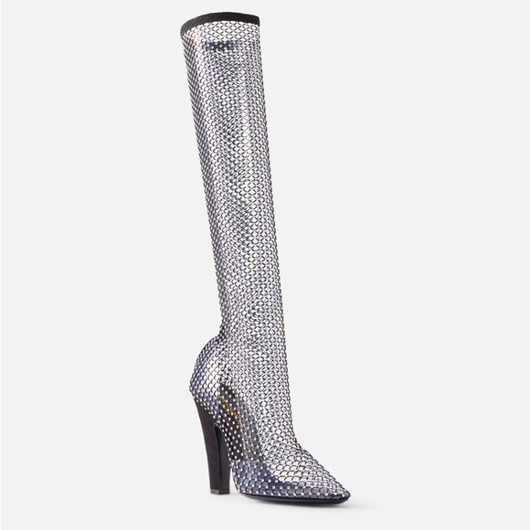 Saint Laurent Shoes - Trade! Saint Laurent 68 Boots In Mesh With Rhinestones